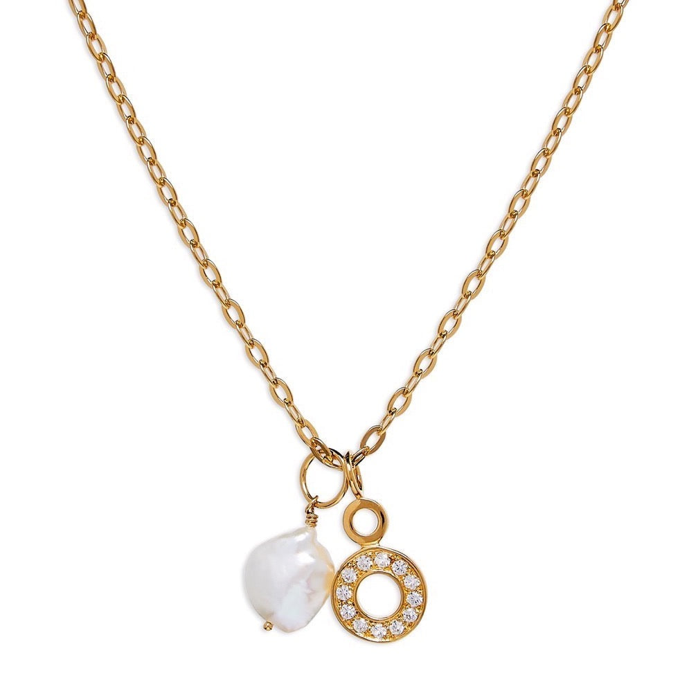 Hula- Necklace - Sapphire - Baroque pearl - Gold - Louise Varberg Jewellery