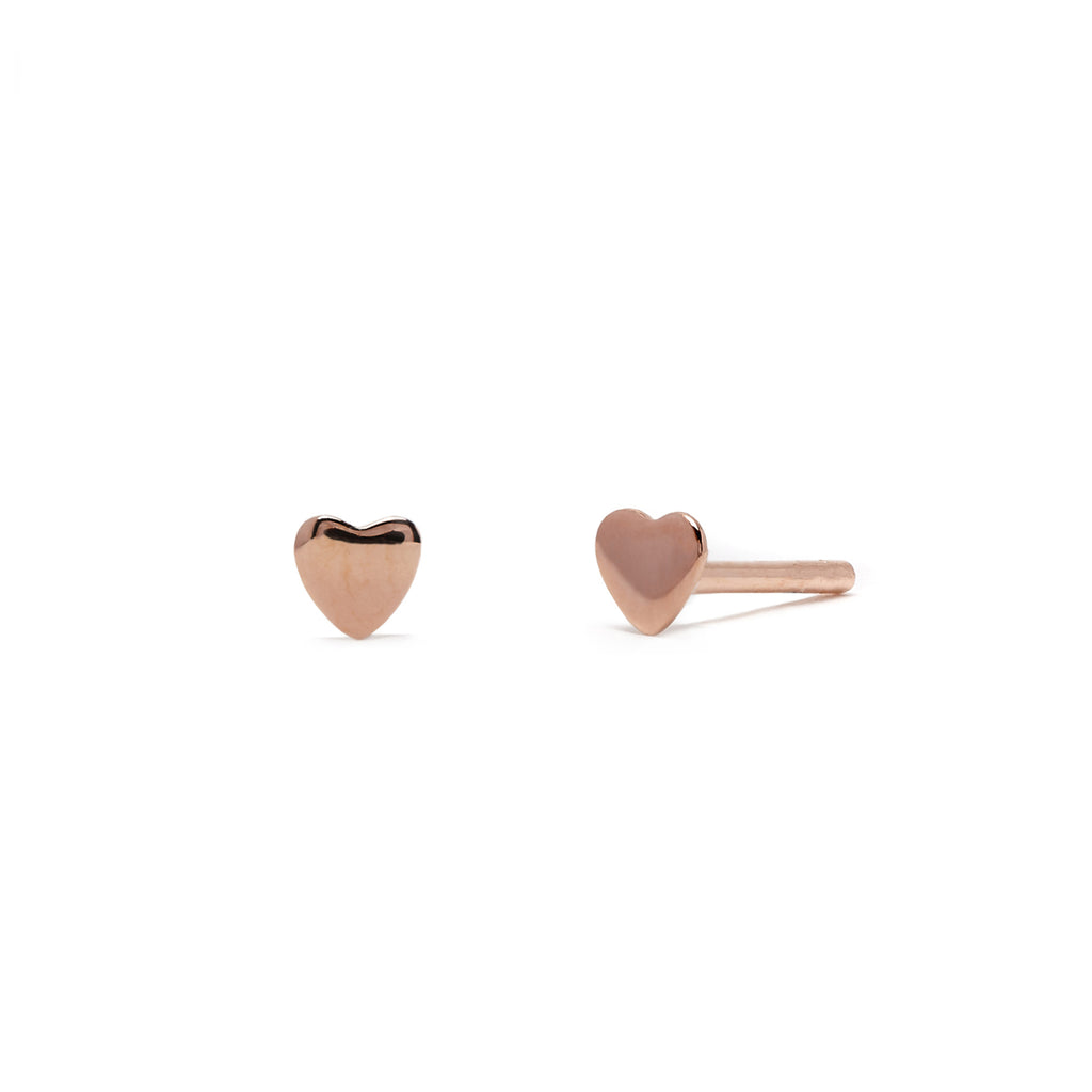 Love Heart - Earrings - Rose Gold - Stud - Pair - Louise Varberg Jewellery